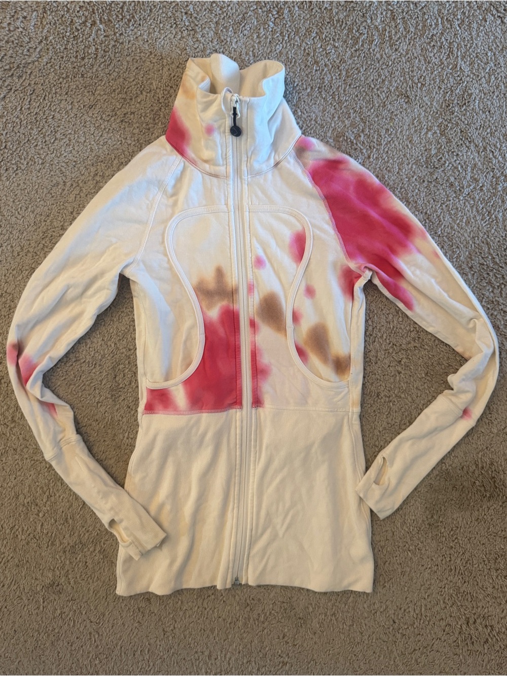 Lululemon Mixed-Texture Full Zip Jacket Mock Neck Tie-Dye - Size 4
